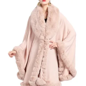 Poncho Pull Élégante En Fausse Fourrure De Lapin Pour Femmes