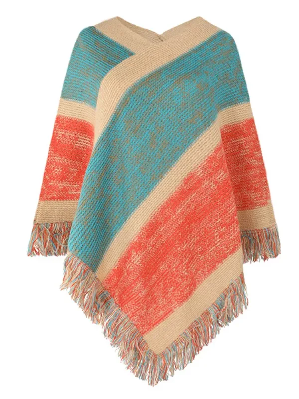 poncho élégant à rayures pour femmes