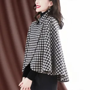 poncho chaud de grande taille avec franges