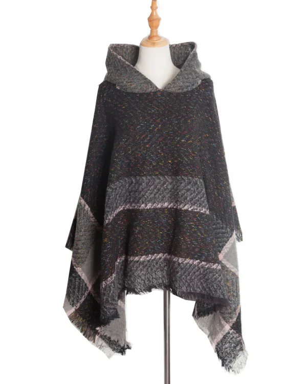 poncho à capuche oversize pour un style décontracté