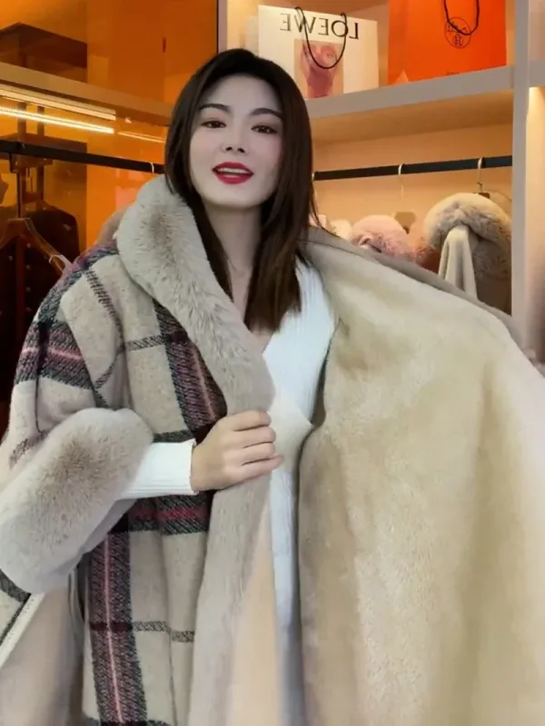 manteau à carreaux avec doublure en polaire