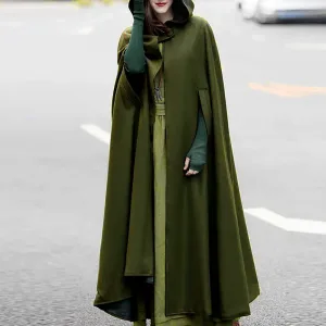 Poncho Manteau d'Hiver à Capuche pour Femme, Devant Ouvert, Veste Cardigan.