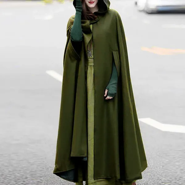 Poncho Manteau d'Hiver à Capuche pour Femme, Devant Ouvert, Veste Cardigan.
