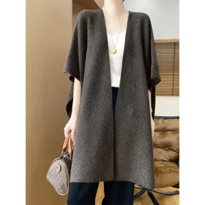 poncho automnal en laine mérinos