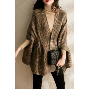 poncho d'hiver à carreaux élégant