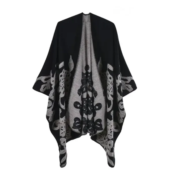 Poncho châle femme noir