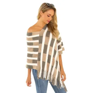Poncho châle femme tricot