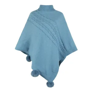 poncho chaud bleu femme