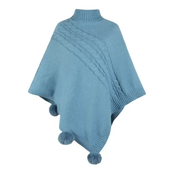 poncho chaud bleu femme