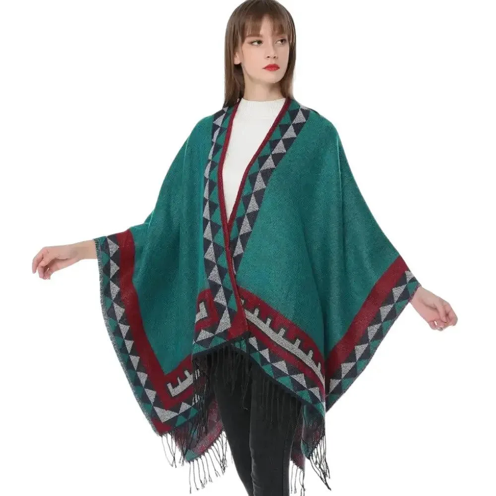 poncho coloré vintage pour femme