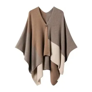 Poncho court femme laine