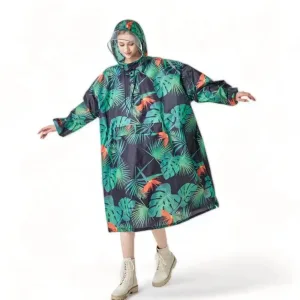 Poncho de pluie a capuche femme