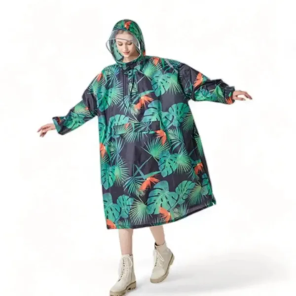 Poncho de pluie a capuche femme
