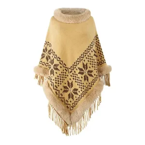 Poncho femme beige