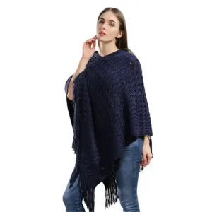 Poncho femme bleu