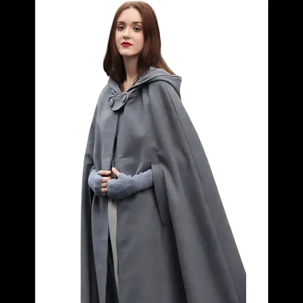 Poncho femme capuche coton laine