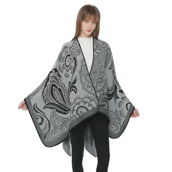 Poncho femme gris clair