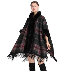 Poncho femme noir chic