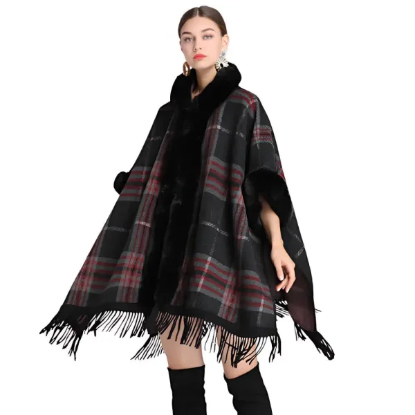 Poncho femme noir chic