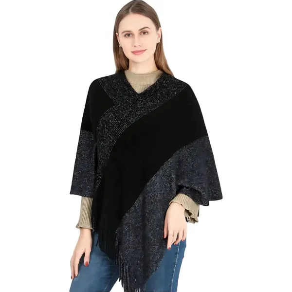 Poncho femme noir pas cher