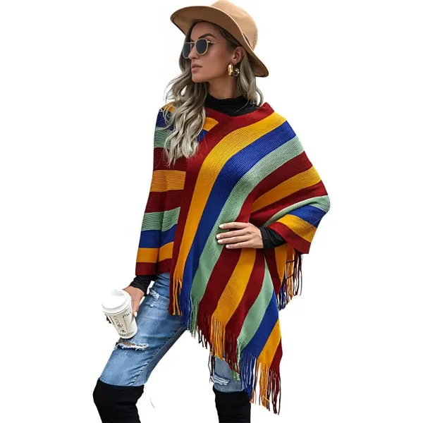 Poncho femme original coloré