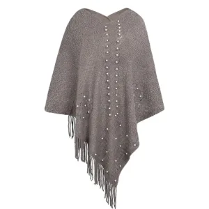 poncho large à franges pour femme