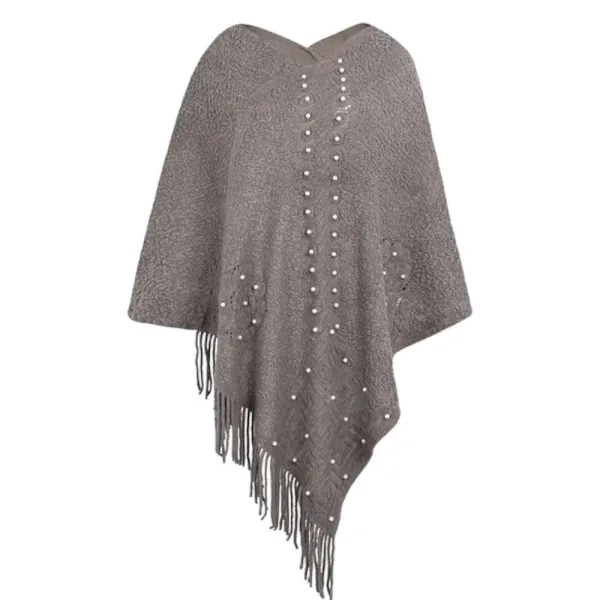 poncho large à franges pour femme
