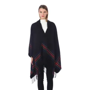 Poncho noir femme en cachemire