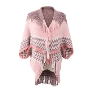 Tricot poncho femme