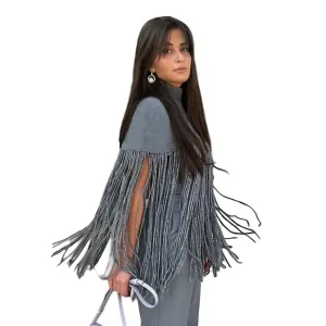 vêtement femme poncho frangé